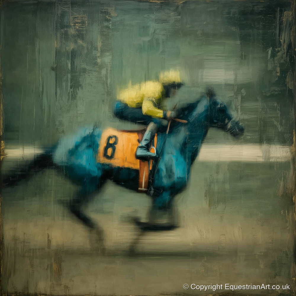 Number Eight at Speed - racing horse art print and canvas by Alaric Townsend A.I