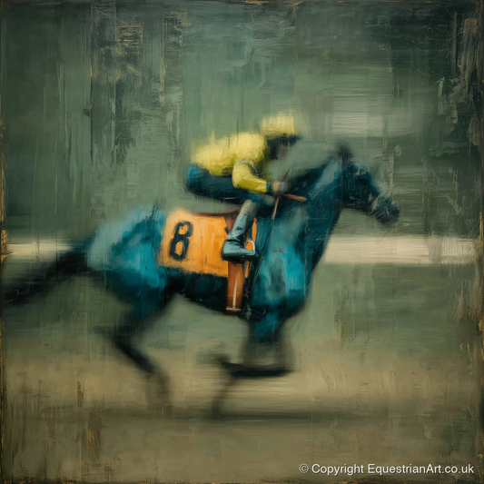 Number Eight at Speed - racing horse art print and canvas by Alaric Townsend A.I