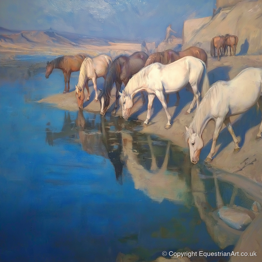 Oasis Reflections - wild horses art print and canvas by Alistair Rhodes A.I