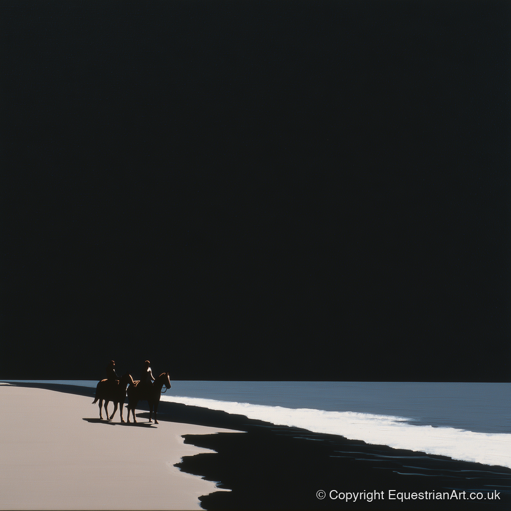 Obsidian Shores - horse landscape art print and canvas by Adelaide Calloway A.I