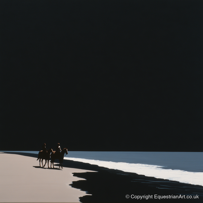 Obsidian Shores - horse landscape art print and canvas by Adelaide Calloway A.I