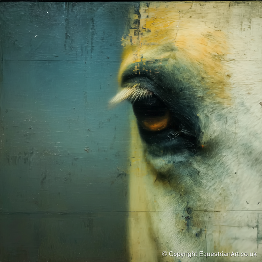 Ochre and Slate Gaze - horse portrait art print and canvas by Alaric Townsend A.I