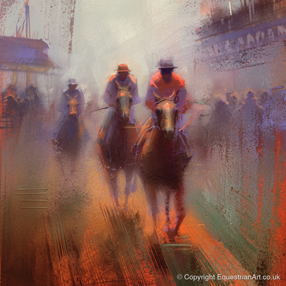 Out of the Haze - racing horse art print and canvas by Rupert Kingsley A.I