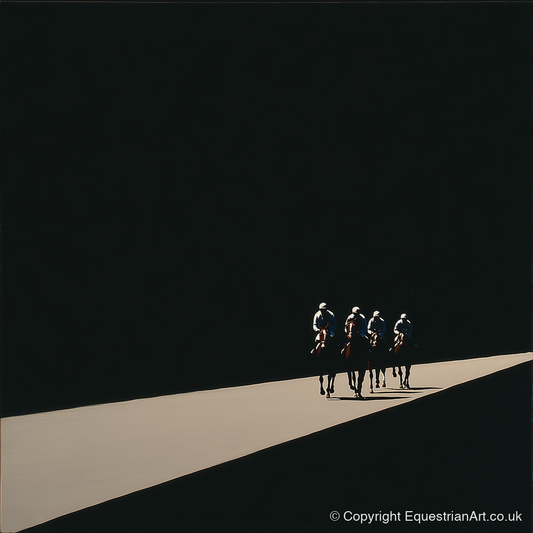 Out of the Shadows - racing horse art print and canvas by Adelaide Calloway A.I
