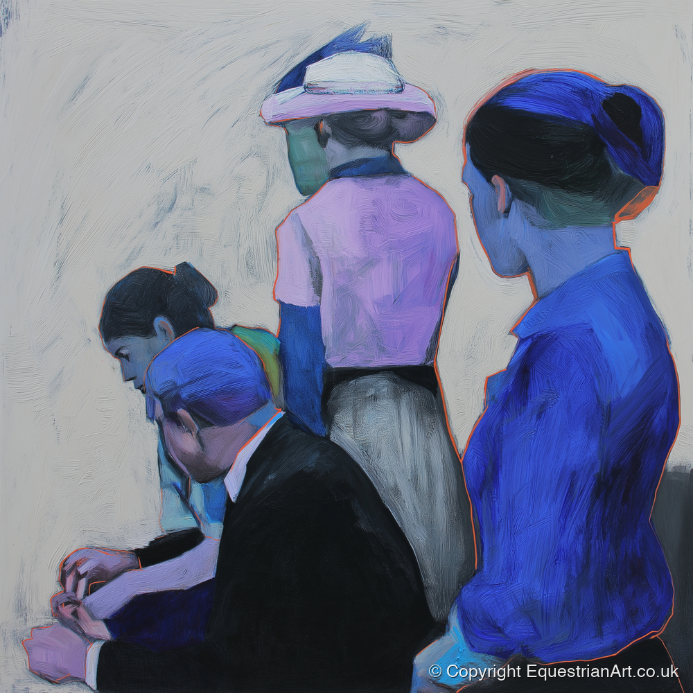 Paddock Anticipation - racing horse art print and canvas by Marcus Vane A.I