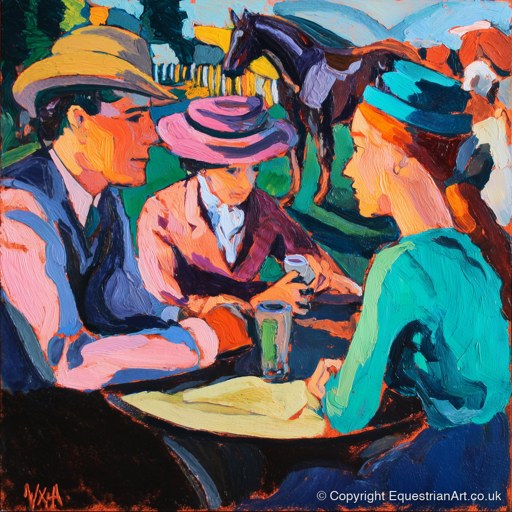 Paddock Society - racing horse art print and canvas by Gideon Wright A.I