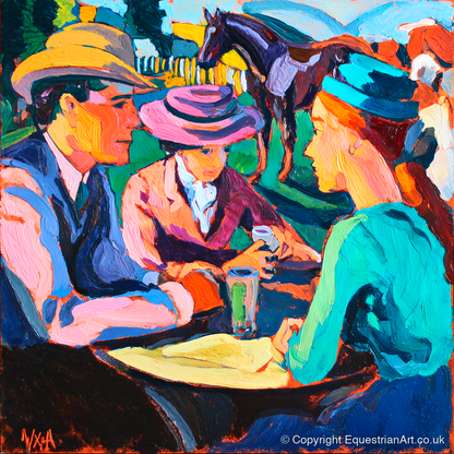 Paddock Society - racing horse art print and canvas by Gideon Wright A.I