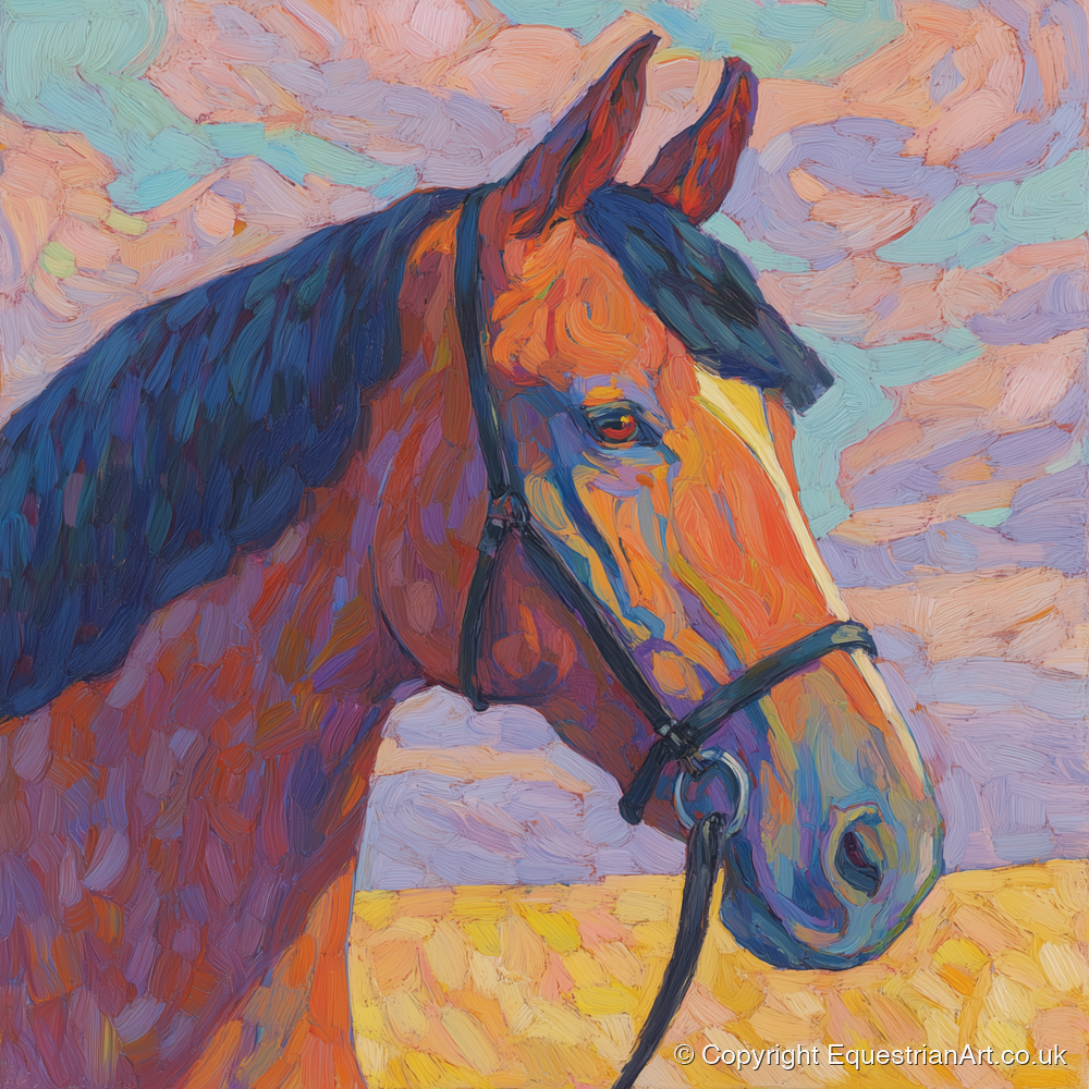 Painted Bay Profile - horse portrait art print and canvas by Celia Harding A.I