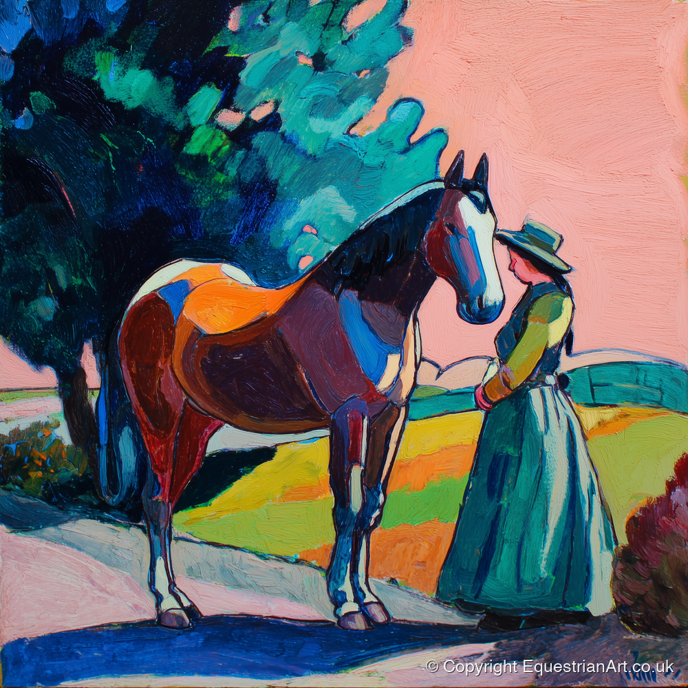 Painted Bond - horse & rider art print and canvas by Gideon Wright A.I