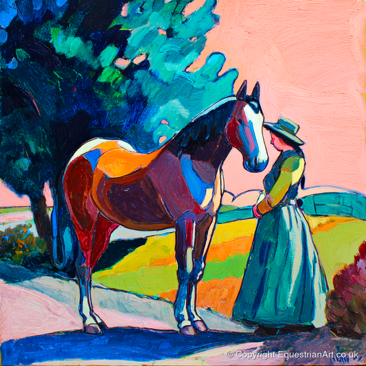 Painted Bond - horse & rider art print and canvas by Gideon Wright A.I