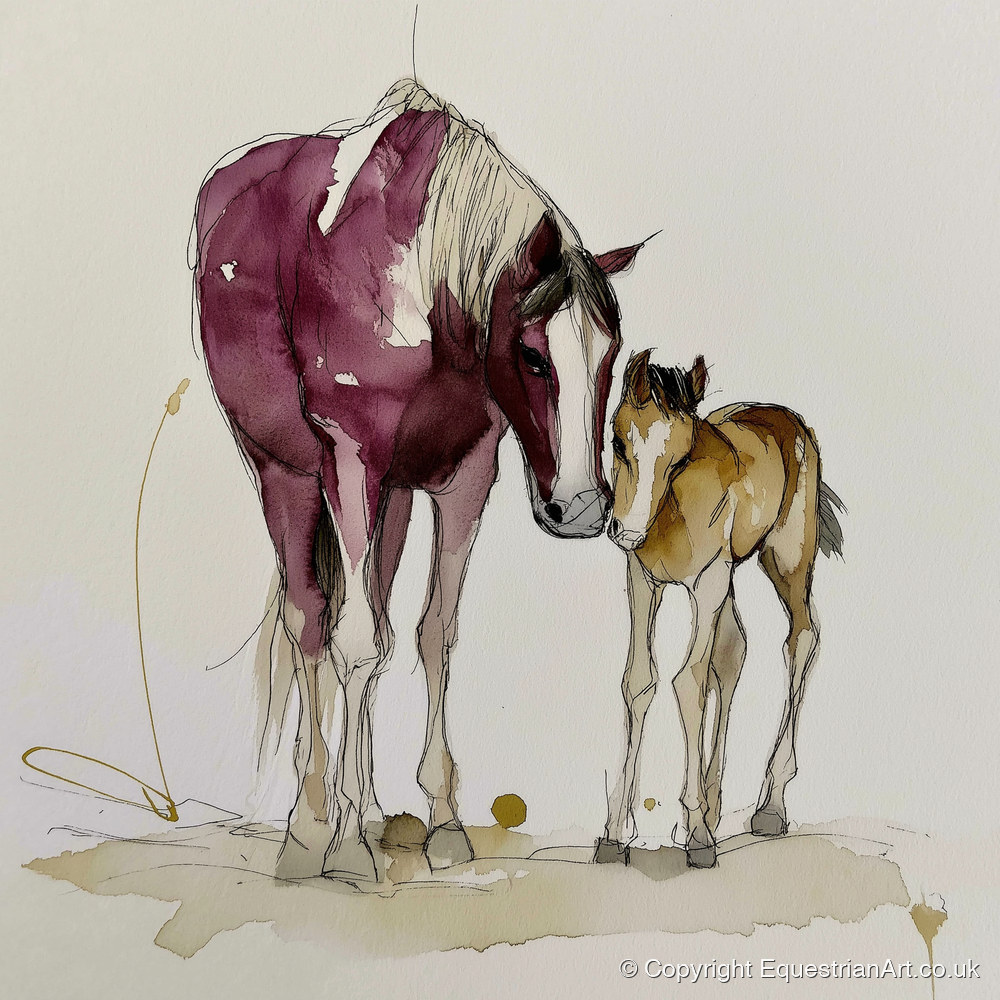 Painted Bond - mare & foal art print and canvas by Edward Harrington A.I
