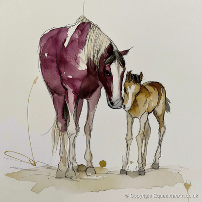 Painted Bond - mare & foal art print and canvas by Edward Harrington A.I