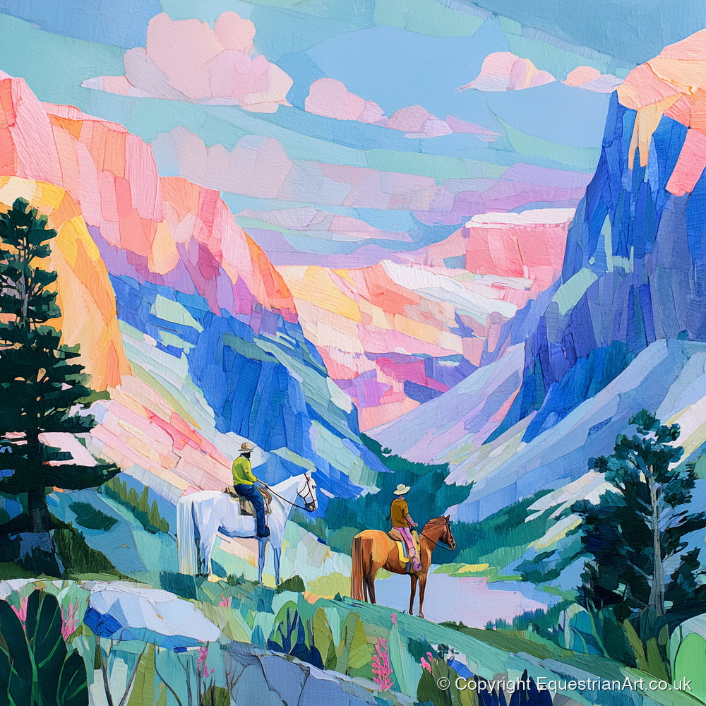 Painted Canyon Trail - horse landscape art print and canvas by Sylvia Carmichael A.I