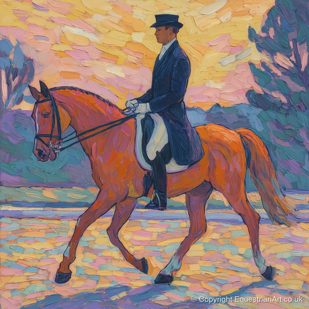 Painted Dressage Elegance - dressage horse art print and canvas by Celia Harding A.I