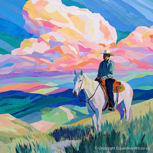 Painted Prairie Rider - western horse art print and canvas by Sylvia Carmichael A.I