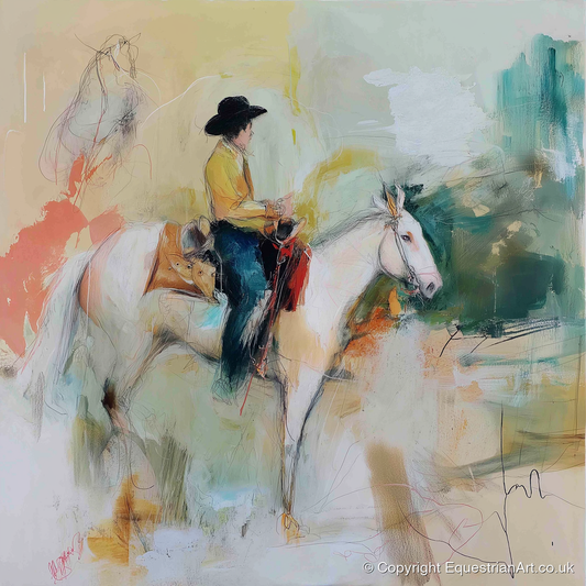 Painted Prairie Solitude - western horse art print and canvas by Antonia Blythe A.I