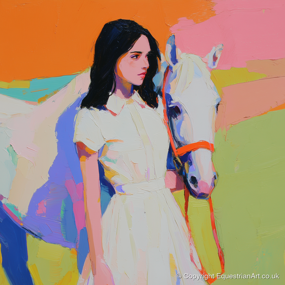 Painted Summer Bond - horse & rider art print and canvas by Desmond Locke A.I