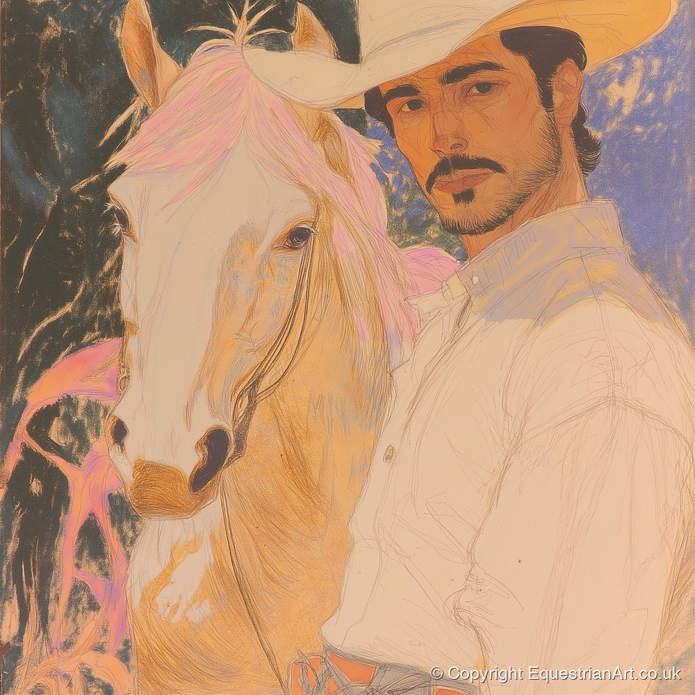 Painted Western Bond - western horse art print and canvas by Isobel Hawthorn A.I