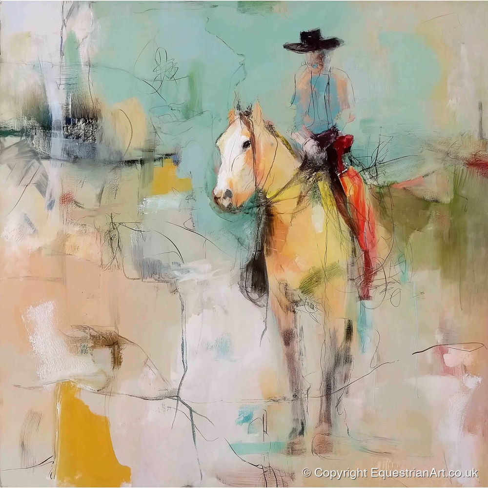 Painted Western Silhouette - western horse art print and canvas by Antonia Blythe A.I