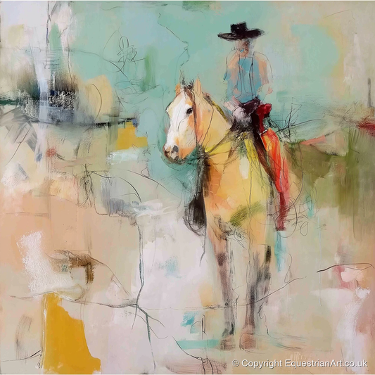 Painted Western Silhouette - western horse art print and canvas by Antonia Blythe A.I