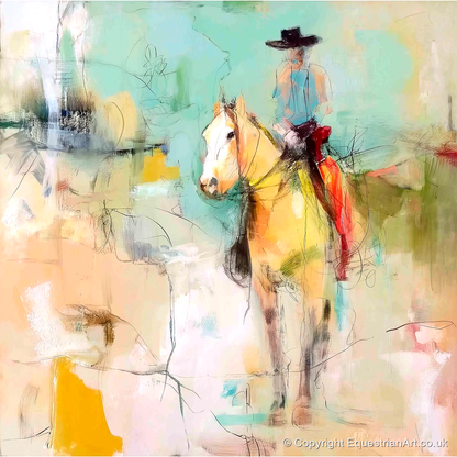 Painted Western Silhouette - western horse art print and canvas by Antonia Blythe A.I