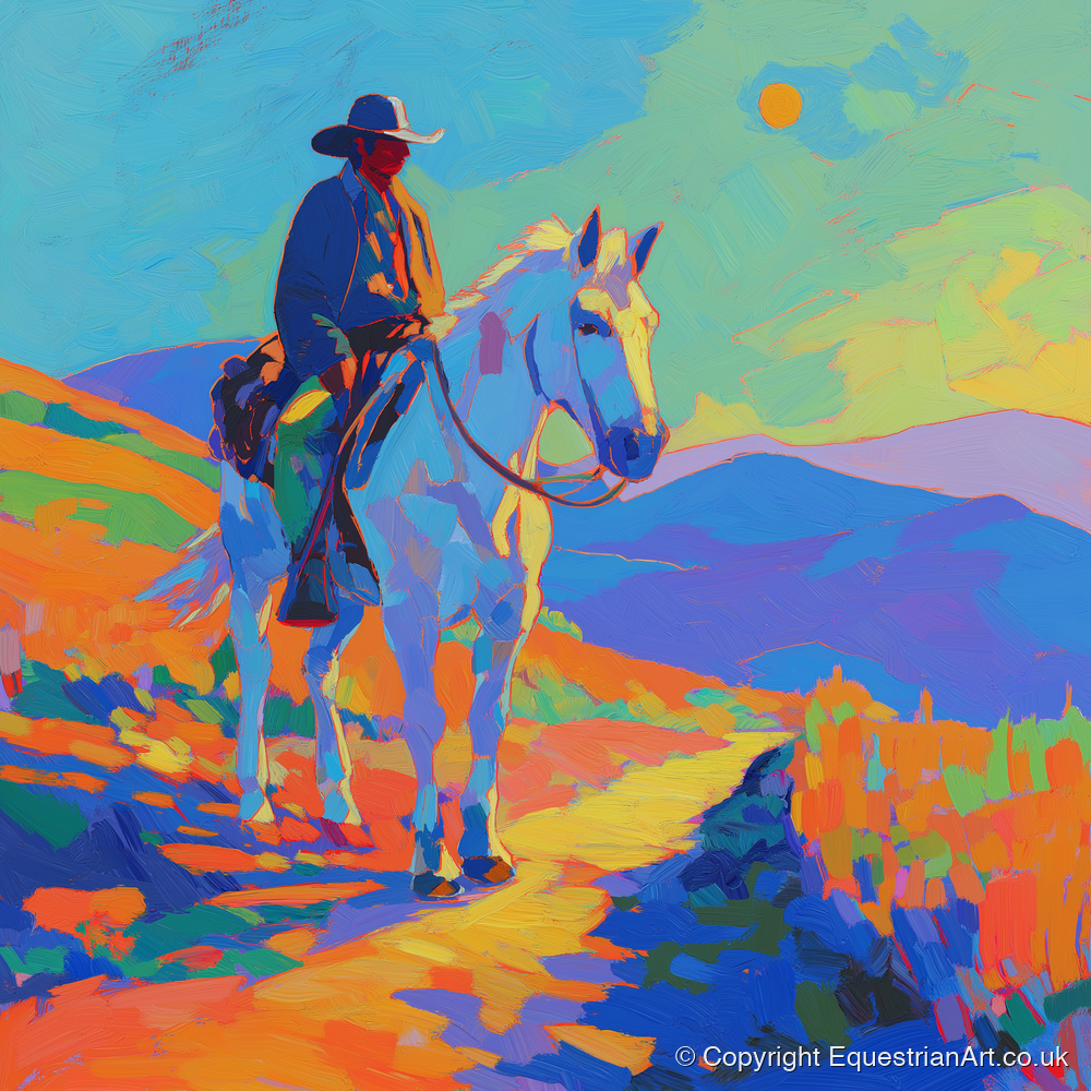 Painted Western Sun - western horse art print and canvas by Jonathan Crawford A.I