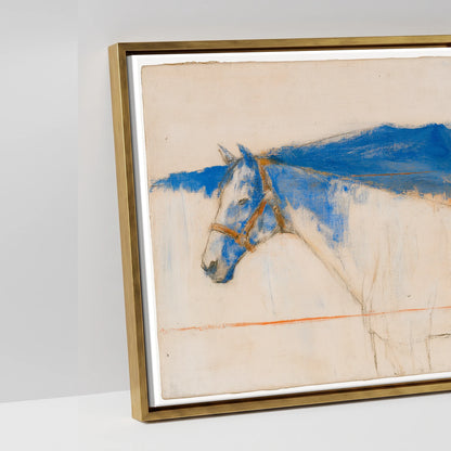 Abstract Ultramarine Horizon - artwork detail in an antique gold float frame