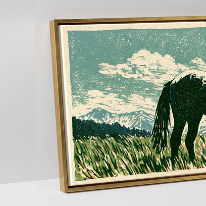 Rustic Range Silhouette - artwork detail in an antique gold float frame