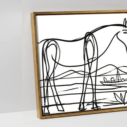 Equine Coastal Rhythm - artwork detail in an antique gold float frame