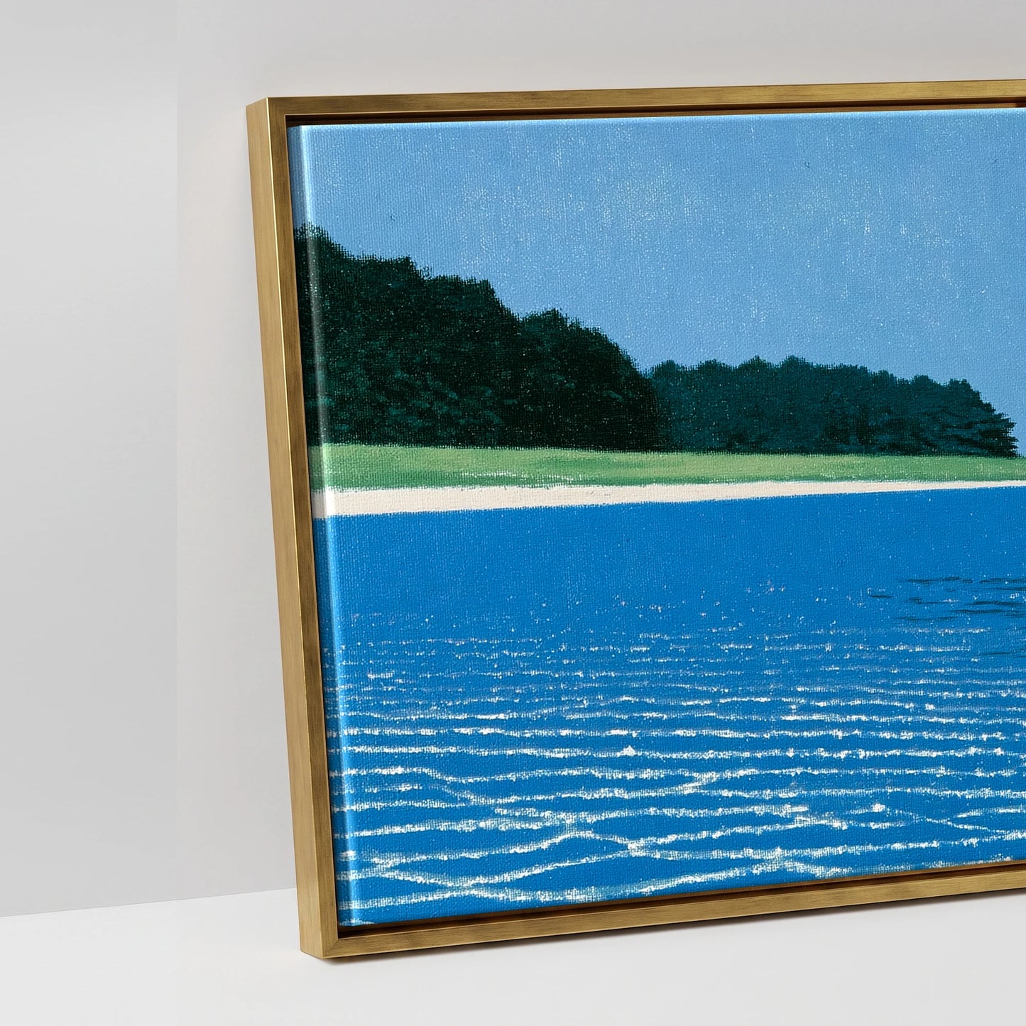 Through the Azure Shallows - artwork detail in an antique gold float frame