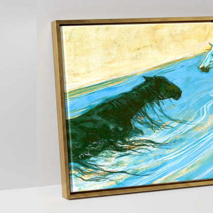 The Azure Crossing - artwork detail in an antique gold float frame