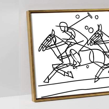 The Polo Line - artwork detail in an antique gold float frame