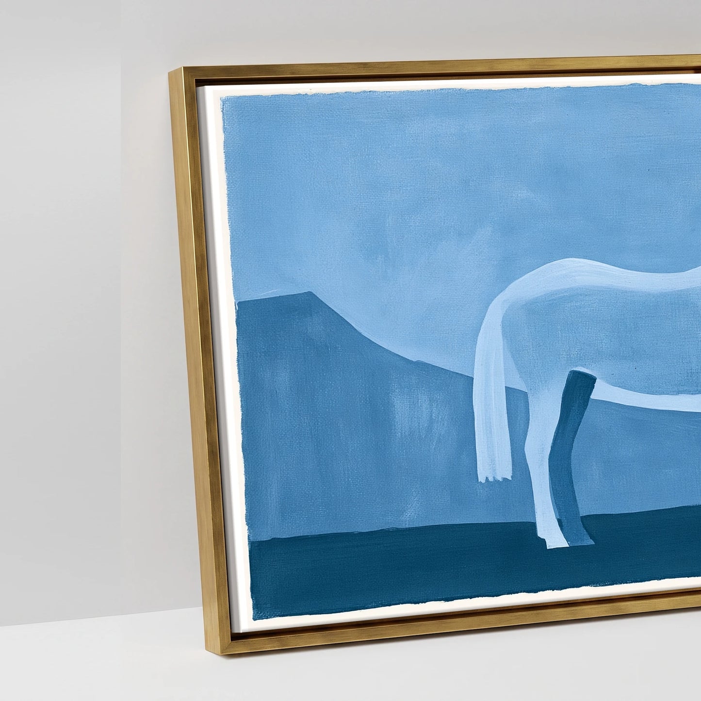Azure Mountain Stillness - artwork detail in an antique gold float frame