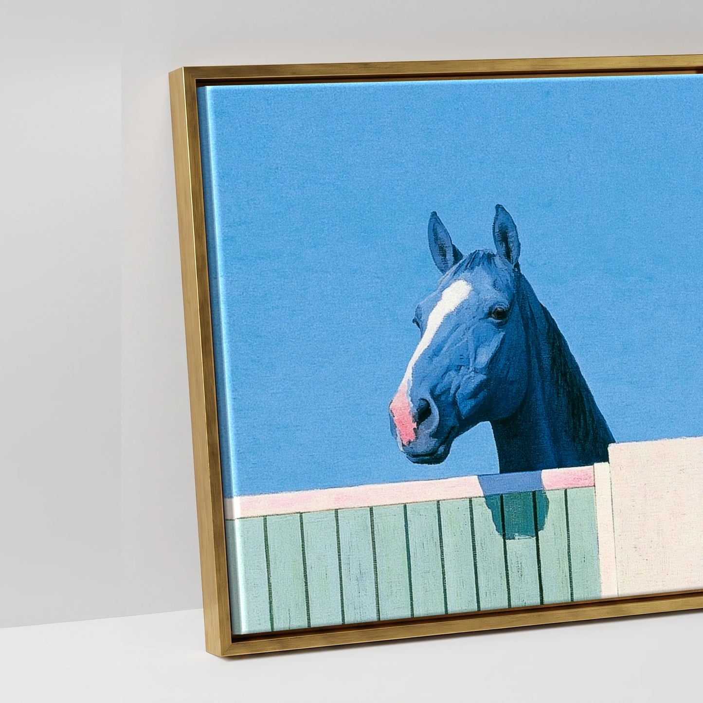 The Morning Line-Up - artwork detail in an antique gold float frame