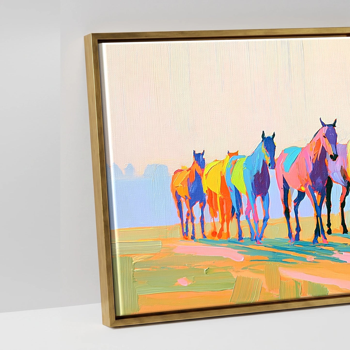 Vibrant Racing String - artwork detail in an antique gold float frame