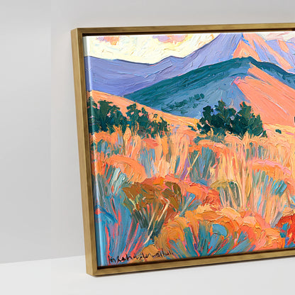 Vibrant Painted Pasture - artwork detail in an antique gold float frame