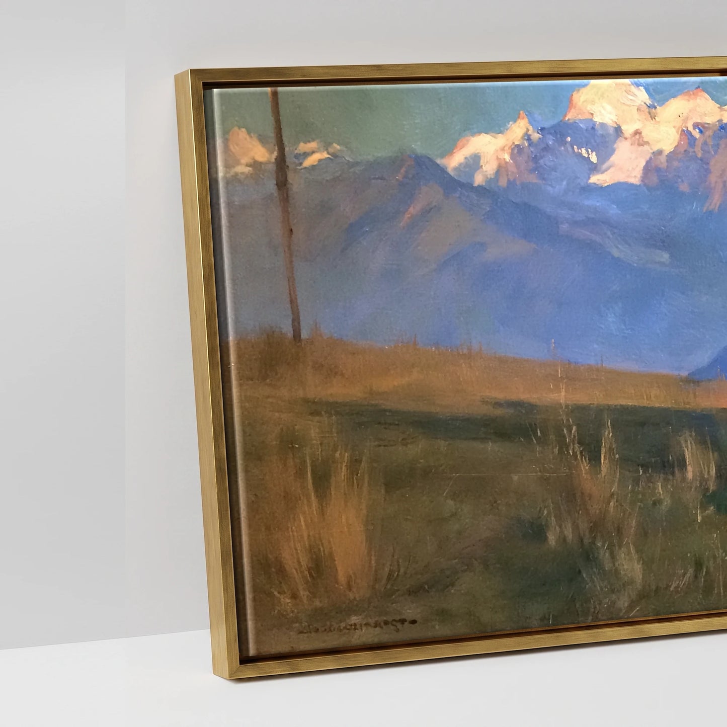 Alpine Slumber - artwork detail in an antique gold float frame