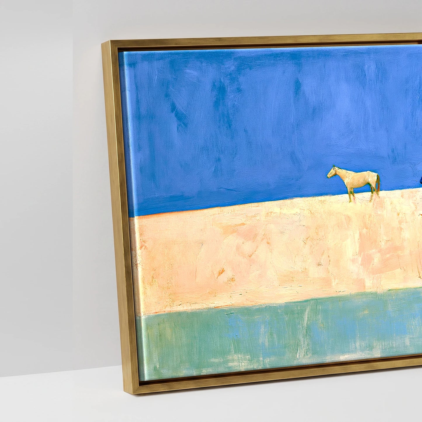 Nomads of the Horizon - artwork detail in an antique gold float frame