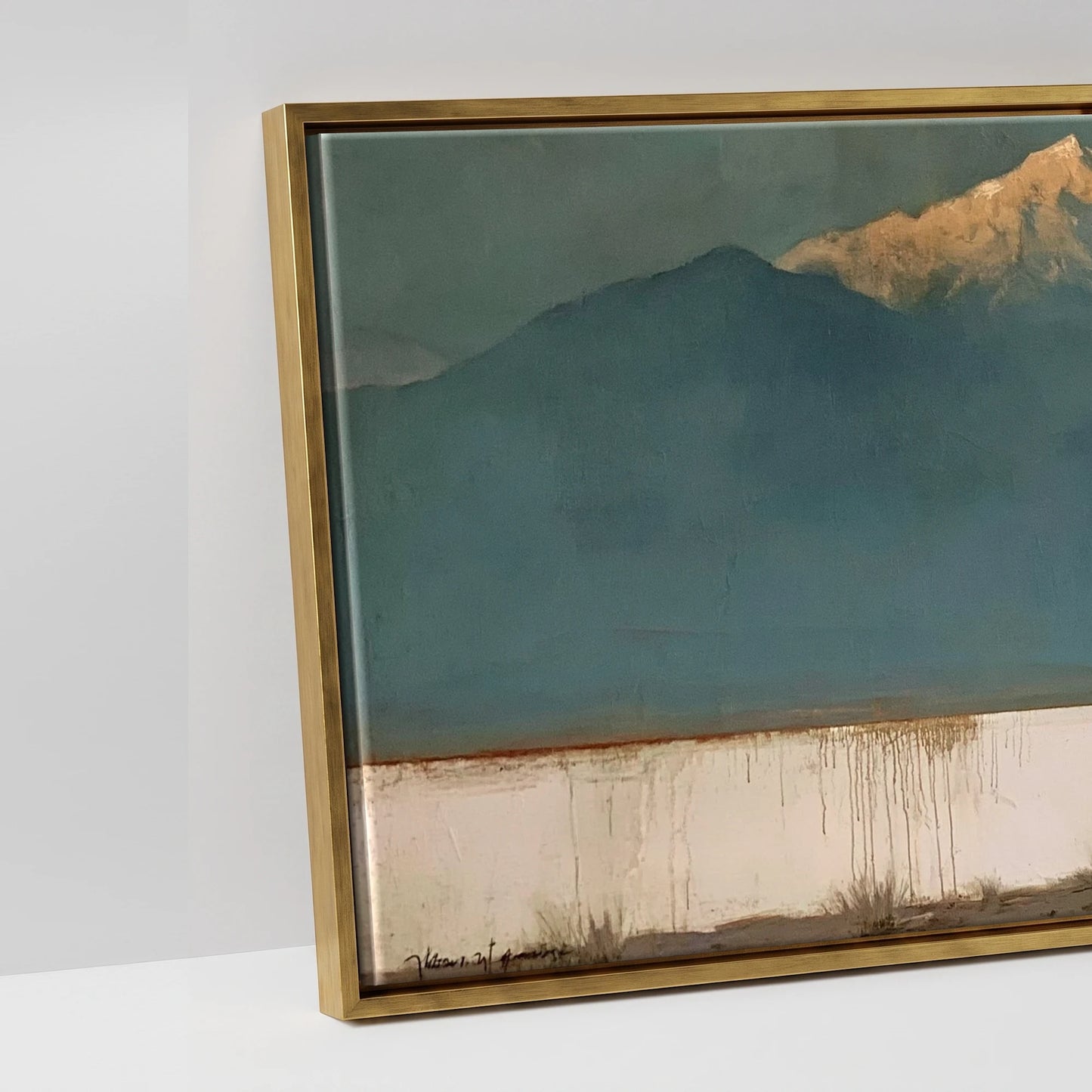The Gilded Peak - artwork detail in an antique gold float frame