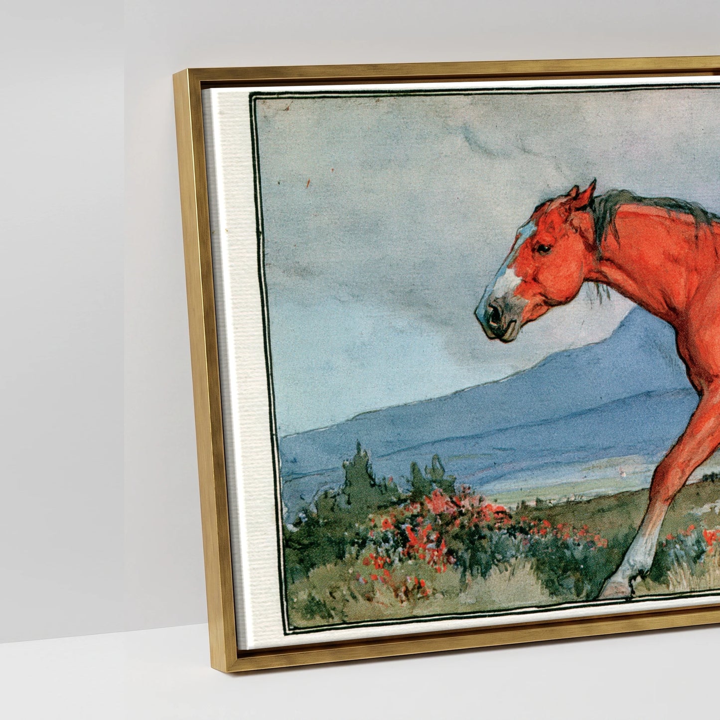Mountain Wanderer - artwork detail in an antique gold float frame
