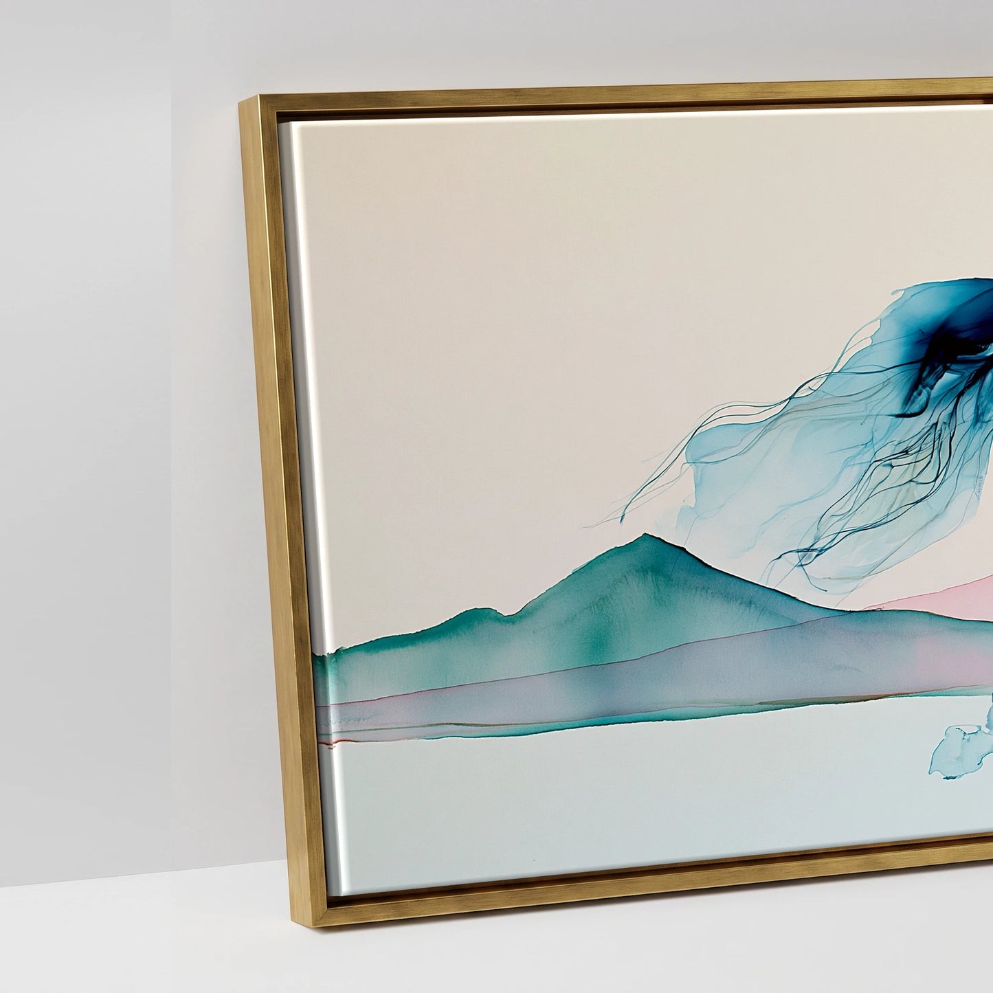 Ethereal Blue Stride - artwork detail in an antique gold float frame