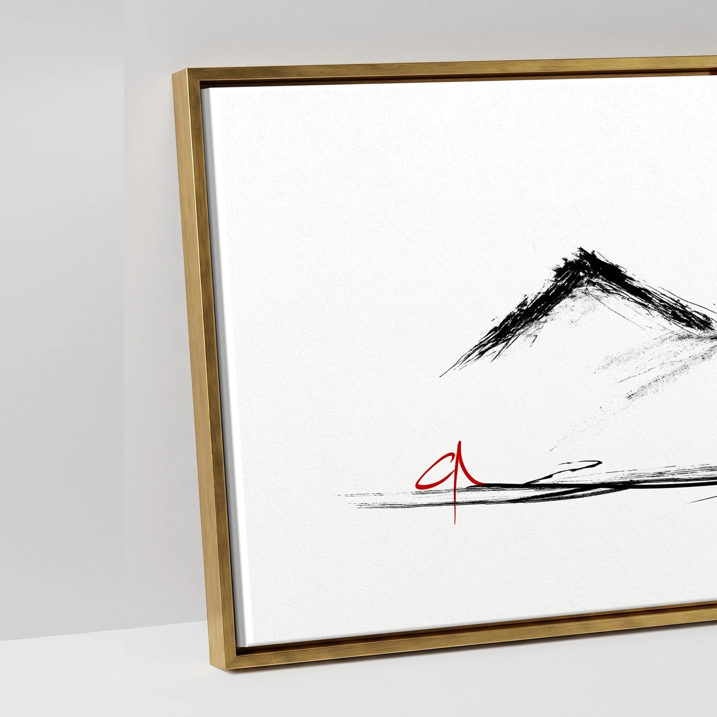 Silent Peaks Grazing - artwork detail in an antique gold float frame