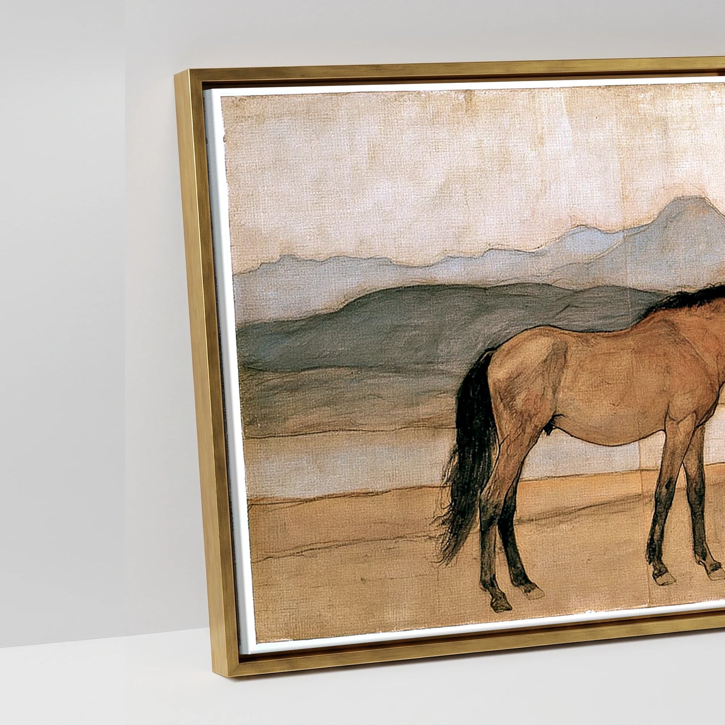 Whispers of the Herd - artwork detail in an antique gold float frame