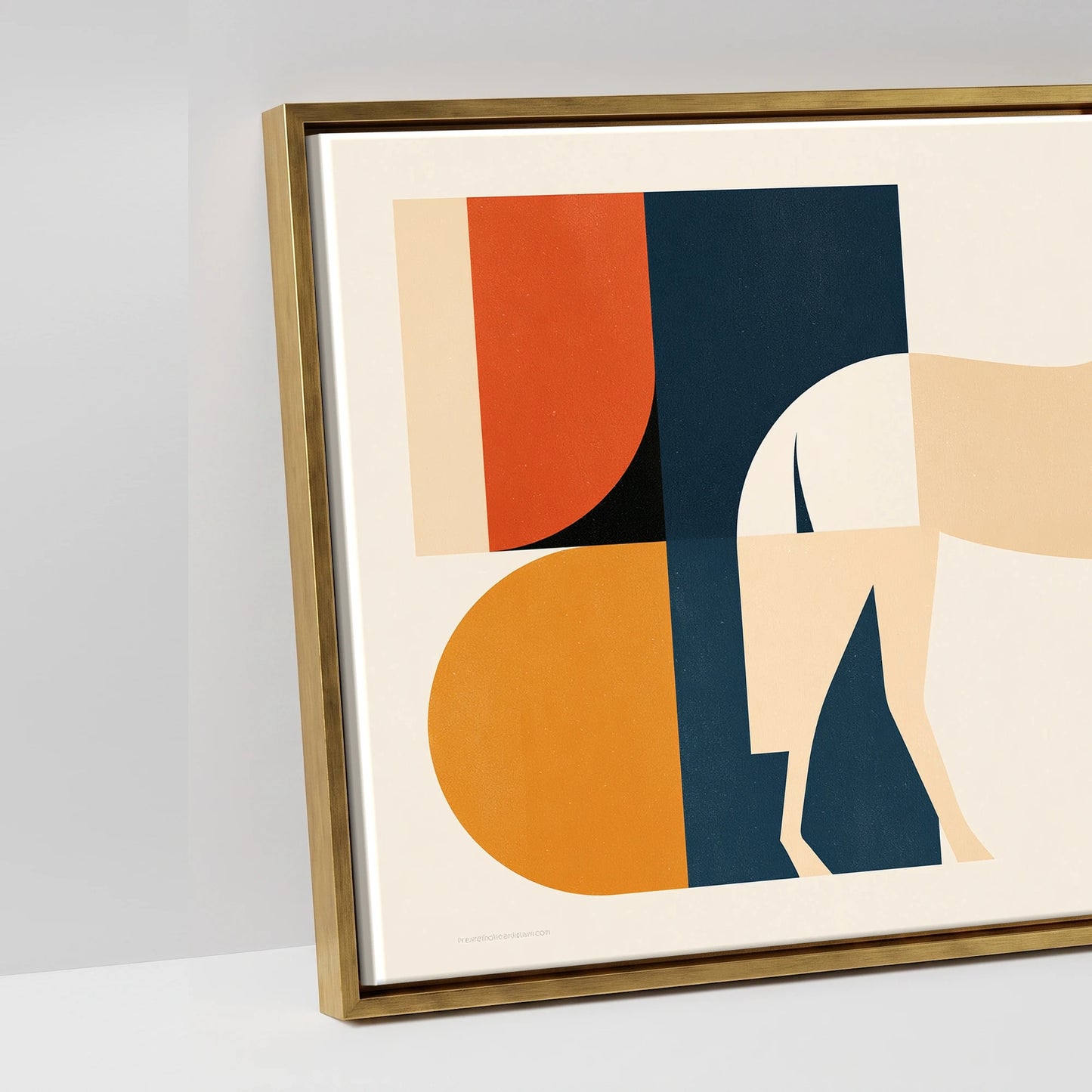 Abstract Equine Geometry - artwork detail in an antique gold float frame