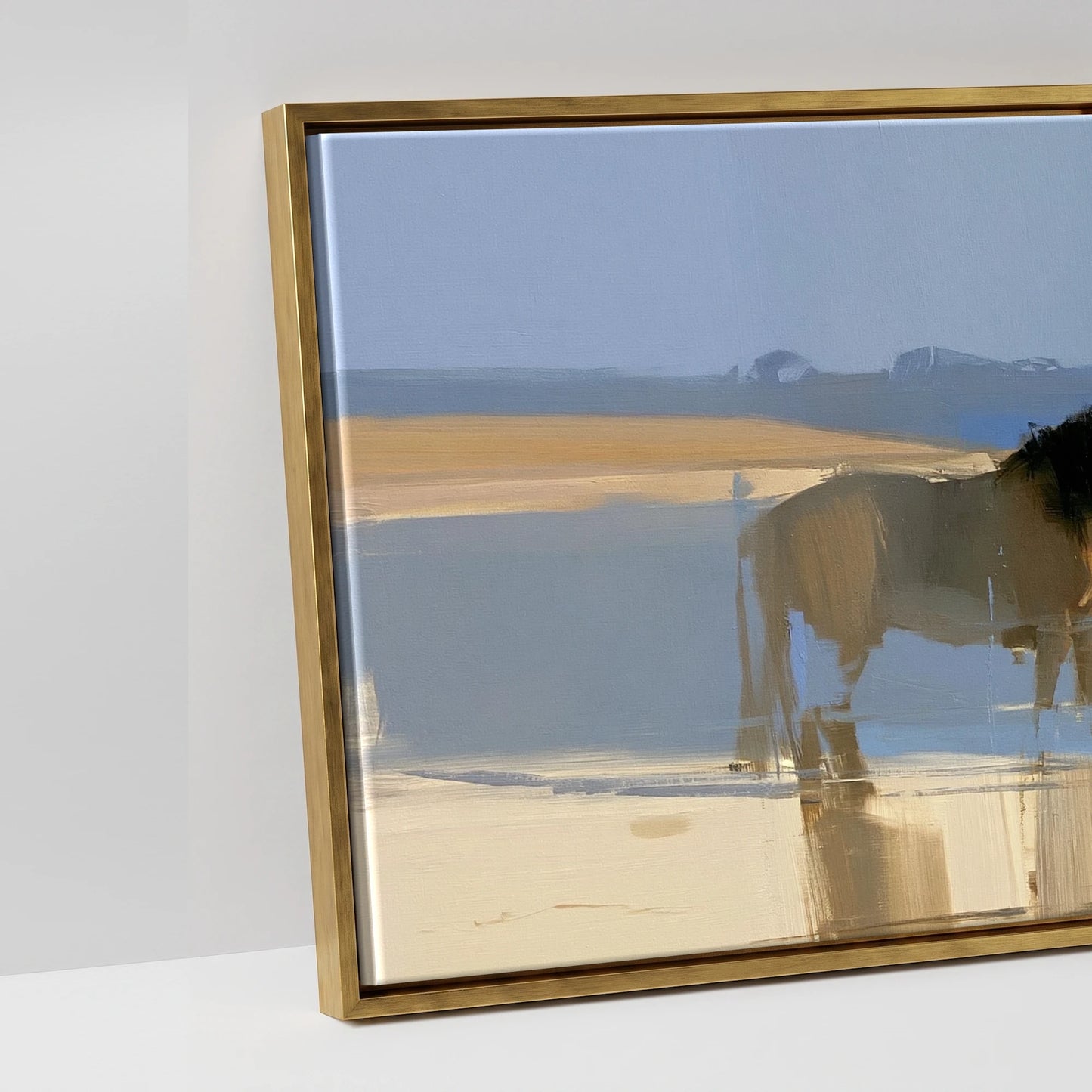Stillness in the Shallows - artwork detail in an antique gold float frame