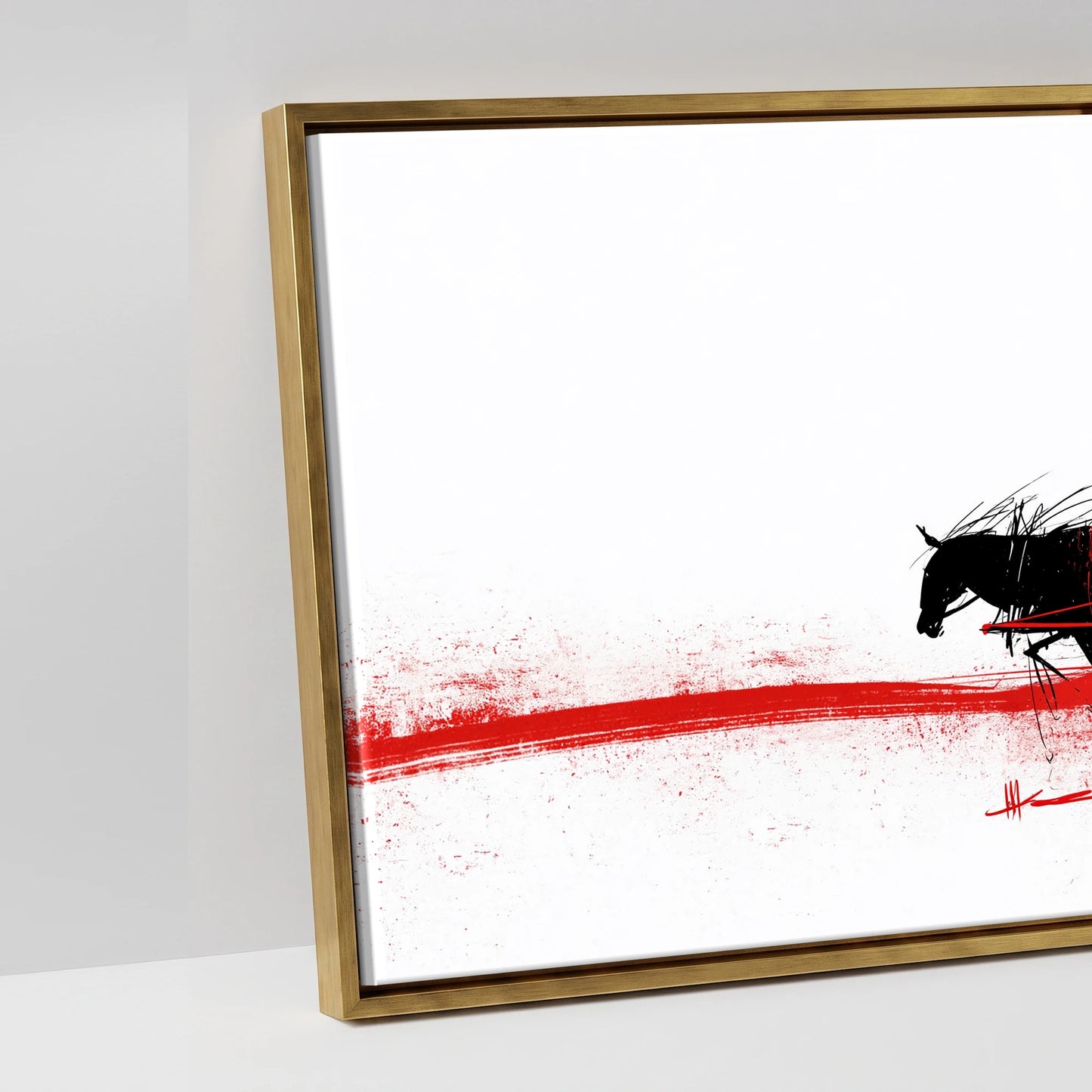 Crimson Traces - artwork detail in an antique gold float frame