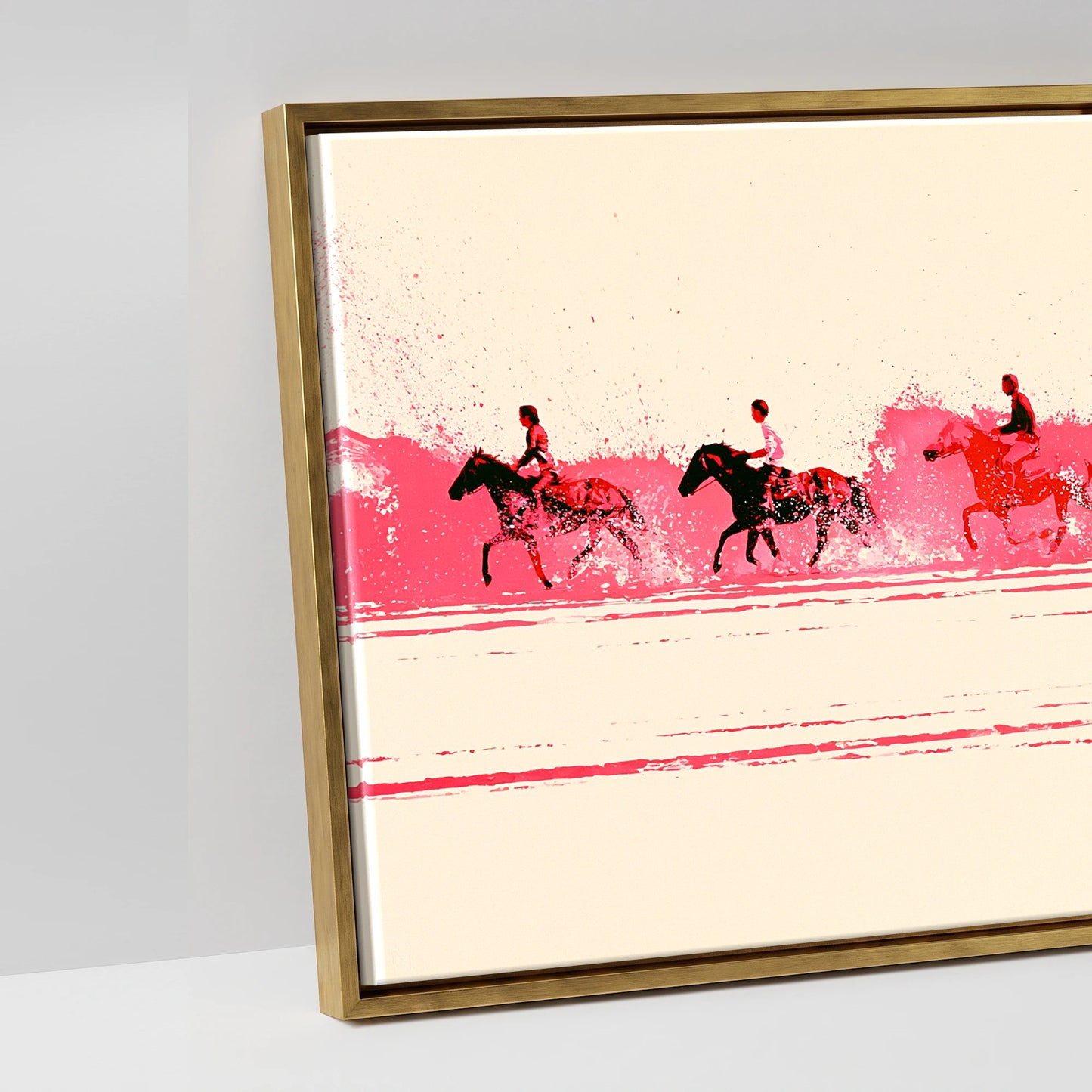 Magenta Surf Gallop - artwork detail in an antique gold float frame