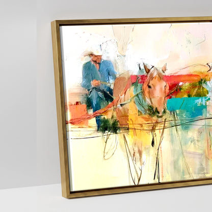 The Working String - artwork detail in an antique gold float frame