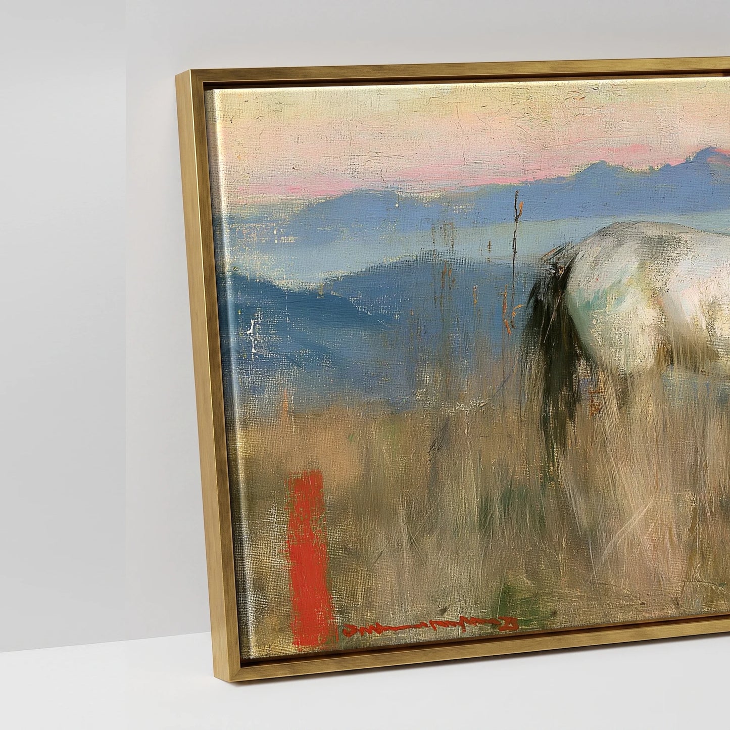 High Country Dawn - artwork detail in an antique gold float frame