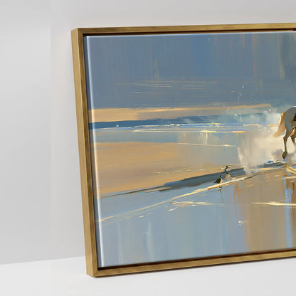 Sunlit Shoreline Ride - artwork detail in an antique gold float frame